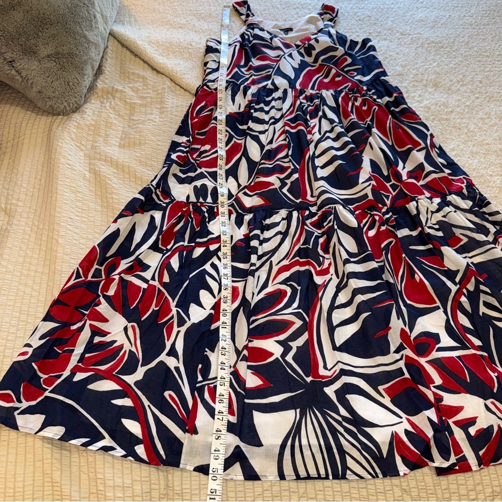 NWOT Talbots Red White Blue Floral Cotton Lined Sun Dress medium - Picture 4 of 9